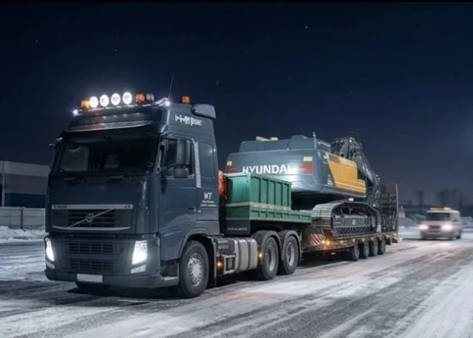 Перевозка тяжелого экскаватора Hyundai 520 (52,4 т) по маршруту Красноярск — Минусинск за 24 часа